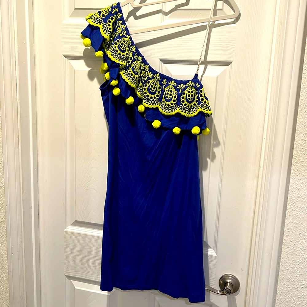 Lilly Pulitzer blue one shoulder cotton dress